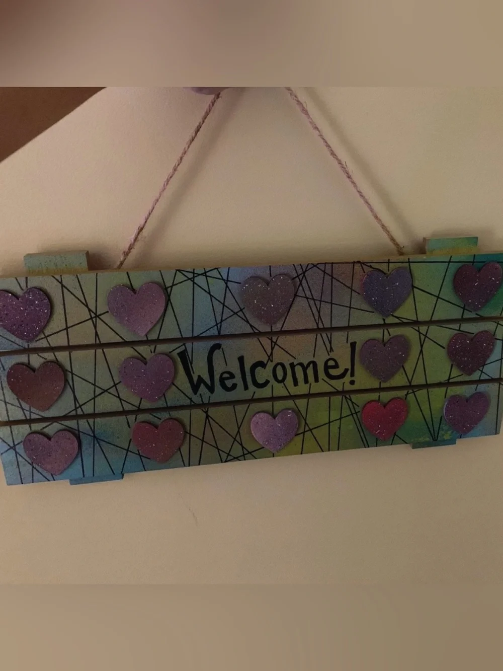 HANDMADE WOODEN HEART WELCOME SIGN